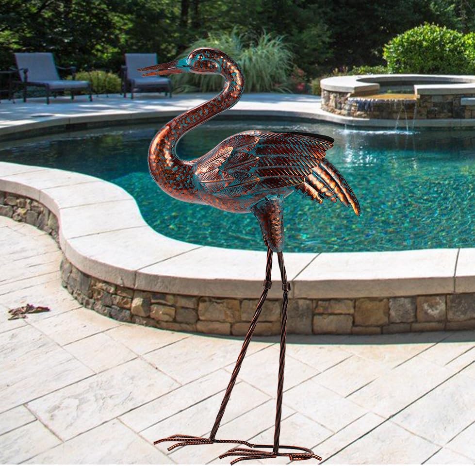 Natelf Garden Crane Statues Outdoor Patina Heron Decoy Yard Sculptures - Image 2