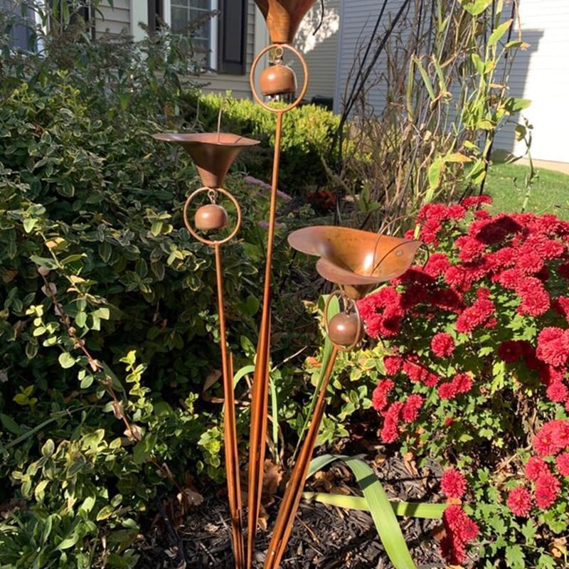 Rustic Metal Calla Lily Garden Stake with Bell – Bronze Outdoor Flower Yard Art, Weatherproof Iron Floral Decor for Lawn, Patio, Pathway, Unique Garden Gift - Image 6