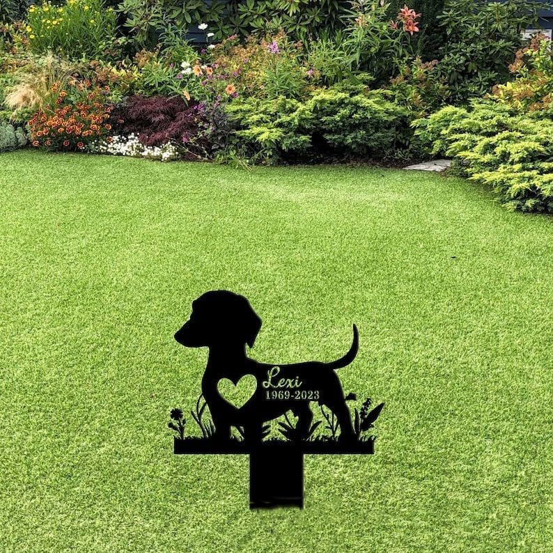 Personalized Dachshund Dog Memorial Stake Dachshund with Heart 8x8 inch Grave Marker Dachshund Loss Gift Sympathy Gift for Dachshund Lover (Dachshund Dog) - Image 3