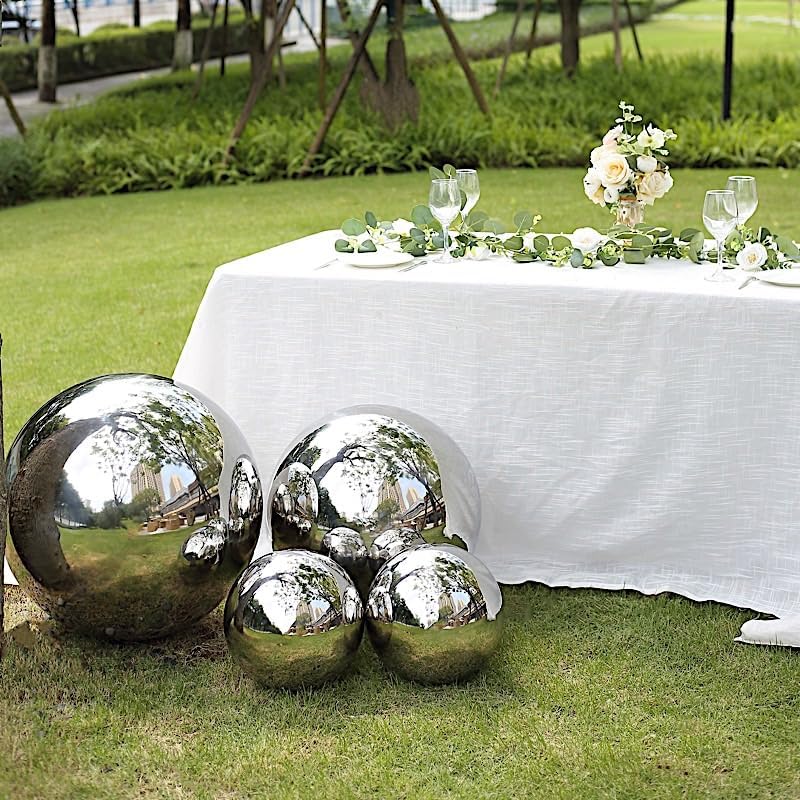 Balsa Circle 20 in Silver Stainless Steel Globe Gazing Reflective Mirror Balls Outdoor Garden Decor Centerpieces Wedding Party Events Reception Home Decorations Modern Ornaments Landscaping Accents - Image 3