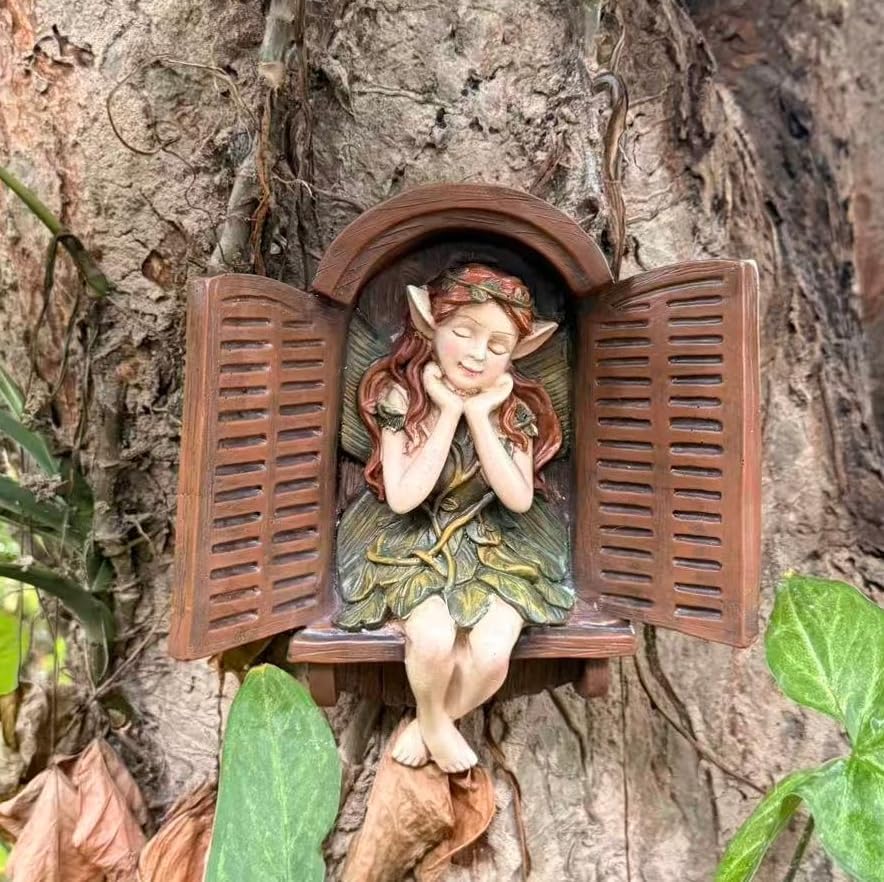 Flower Fairy Statue Tree Face Outside Yard Art Garden Statue Decorations - Image 6
