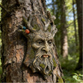 Tree Face Garden Statues Outdoor Decoration Clearance, Whimsical Old Man Tree Faces for Fence Hugger Sculpture, Wallmount Statue Fairy Art with Mushroom, Patio Home Hanging Decor, 6.9" x 2.8" x 9.8" by GardenWhisper