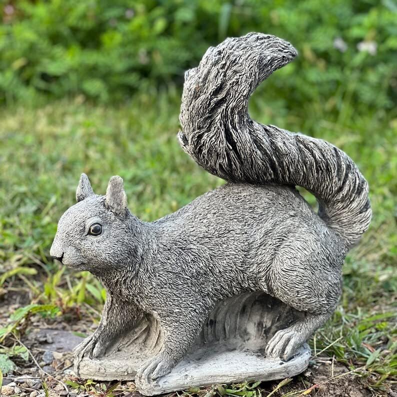 Realistic Forest Squirrel Statue Animal Concrete Sculpture for Garden Patio Backyard Handmade Squirrel Figurine - Image 3