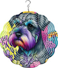 Traci's Fun Creations Schnauzer Wind Spinner, 10 Inch, Aluminum, Double Sided, Yard and Garden Décor (Colorful) by Unknown