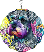 Traci's Fun Creations Schnauzer Wind Spinner, 10 Inch, Aluminum, Double Sided, Yard and Garden Décor (Colorful) by Unknown