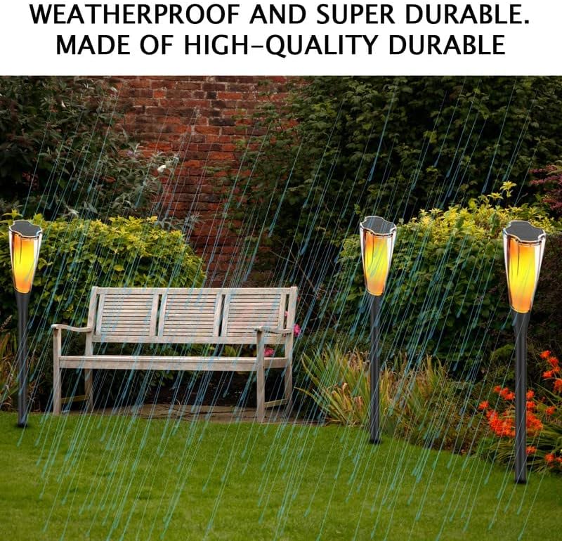 12 Led Solar Torch Light 360° Luminous Range Outdoor Lawn Lamp Flickering Flame Beating Effect Waterproof for Daily Use Festivel/Party Decor (12 Led Pack of 1) - Image 7