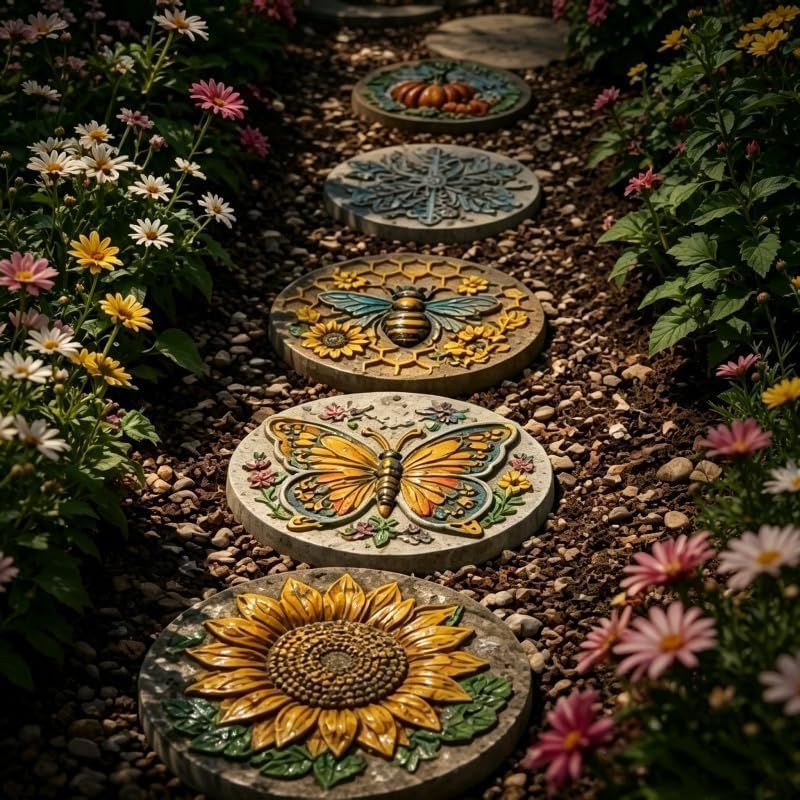 Reusable Sunflower Stepping Stone Mold, 15cm Sunflower Paver Mold (C) - Image 5