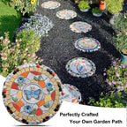Round Garden Stepping Stones Resin Decorative Stepping Stone for Garden, 13 Inch Thicker Pavers for Garden Walkway Tread Stone Paving Stone for Yard Emulational Outdoor Lawn Decoration Stones(Style A) - Image 4