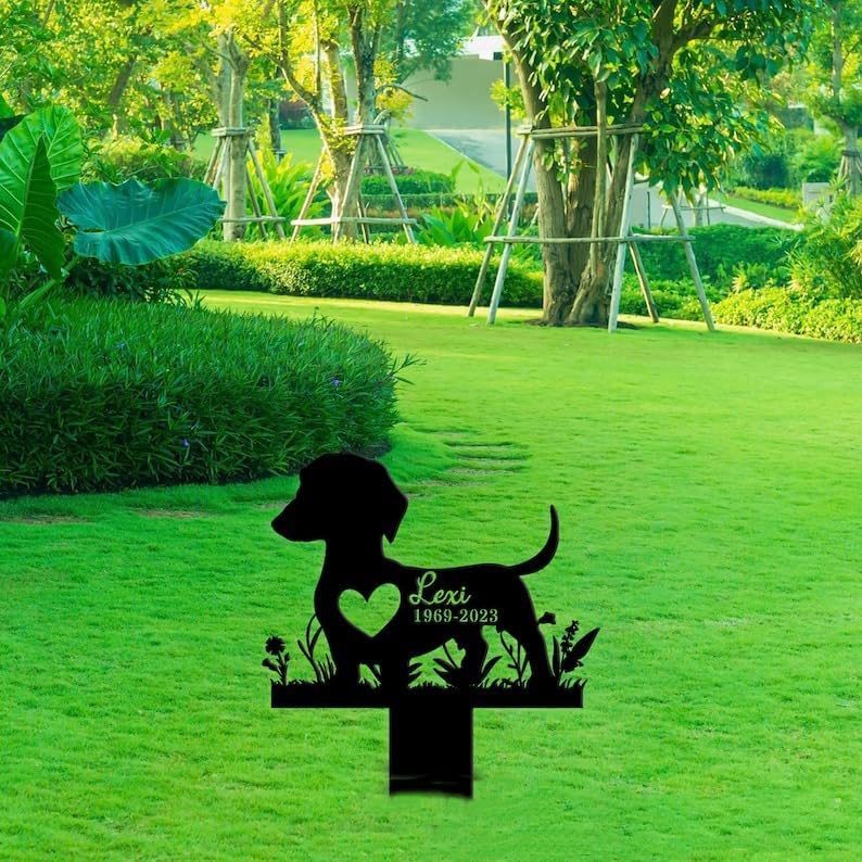 Personalized Dachshund Dog Memorial Stake Dachshund with Heart 8x8 inch Grave Marker Dachshund Loss Gift Sympathy Gift for Dachshund Lover (Dachshund Dog) - Image 4