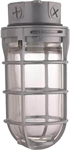 Lithonia Lighting Jelly Jar Light Fixture, Incandescent Utility Vapor Tight Ceiling Lamp, Industrial Style Wall Light for Indoor and Outdoor Use, 150W, 120V, Includes Junction Box, Grey (VC150I M12) - Image 5